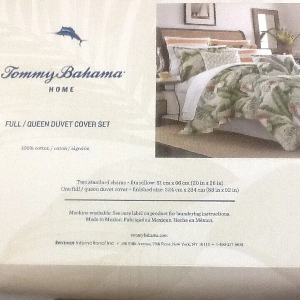 brand new Tommy Bahama Palmiers 100% Cotton QUEEN Duvet Cover + 2 Shams